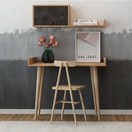 Hanah Home Mesa de Estudio con Estante de Pared, Roble y Gris Oscuro